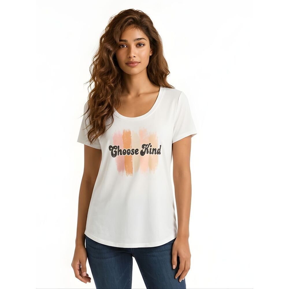 Maurices White Scoop Neck Choose Kind Short Sleeve Graphic T-shirt Size L
